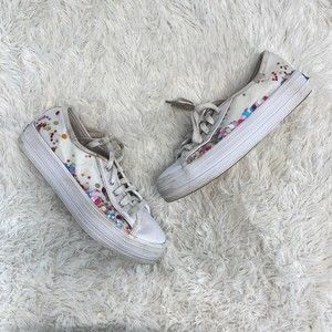 Kate Spade Keds Confetti White Faux Leather Sneaker Size 3M